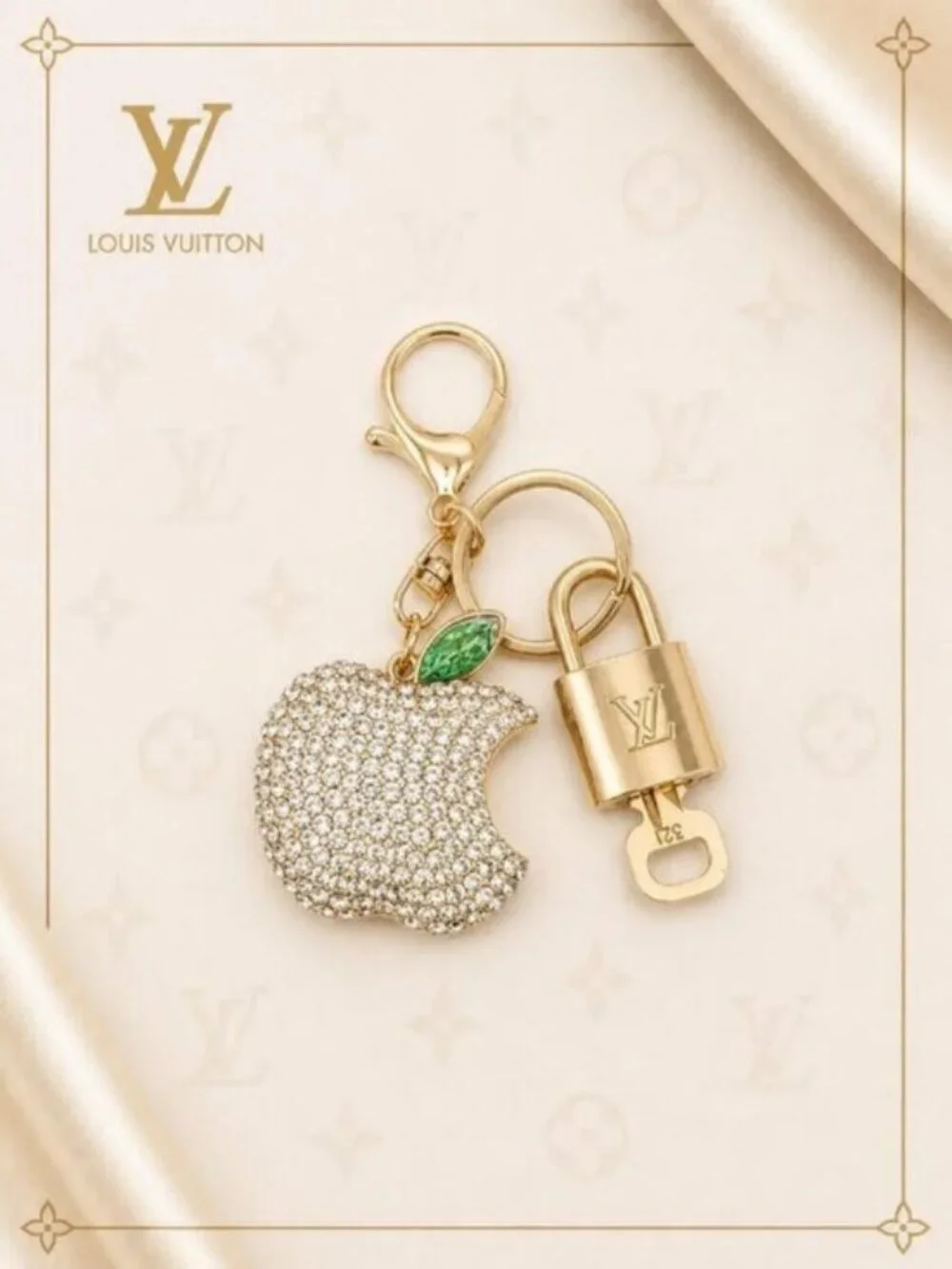 Louis Vuitton Authentic Gold Lock 🔒 Unbranded Apple Keychain Charm for Bags